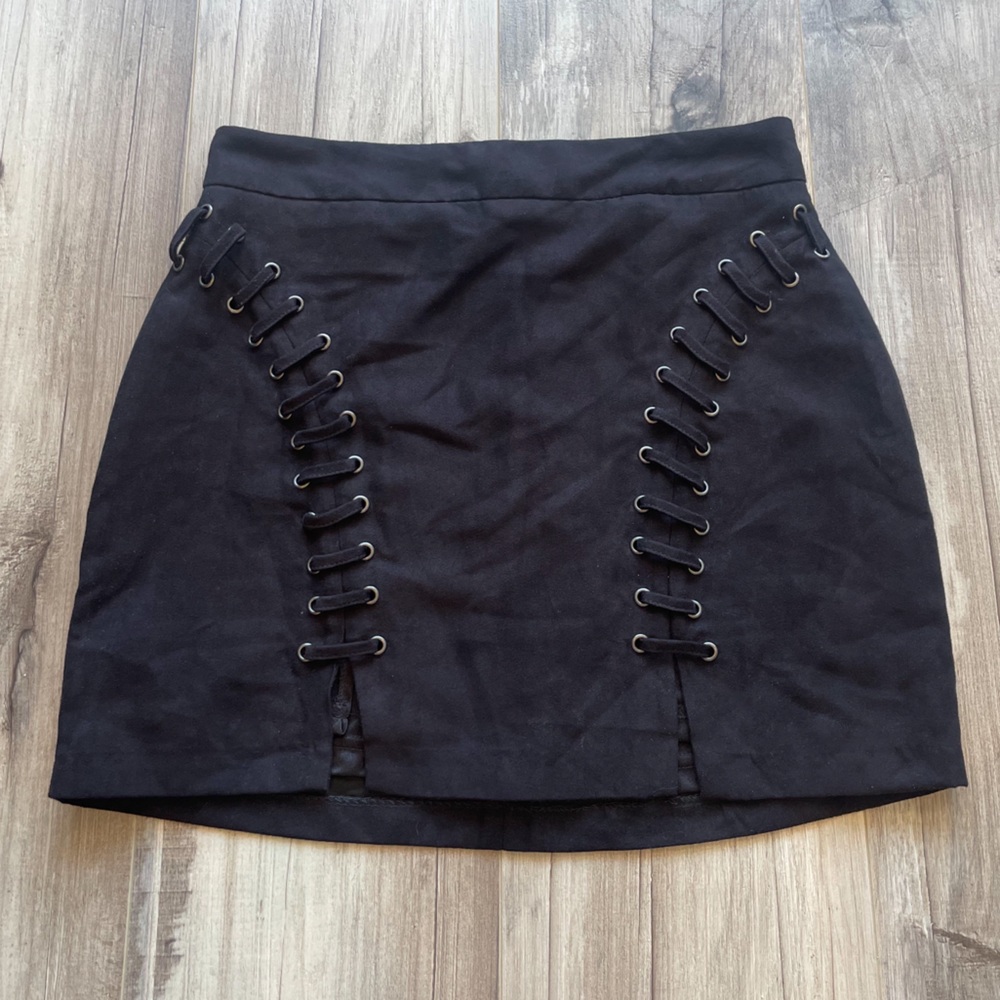 Forever 21 Laced sides faux suede mini skirt